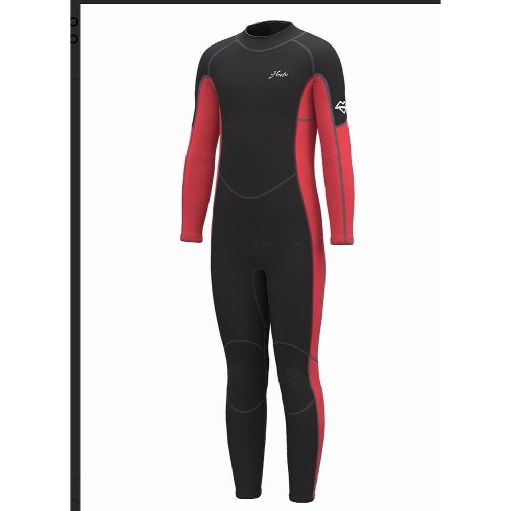Hevto Kids Wetsuit Full Body Neoprene Youth Boys Girls Red Black Size 12 NWT